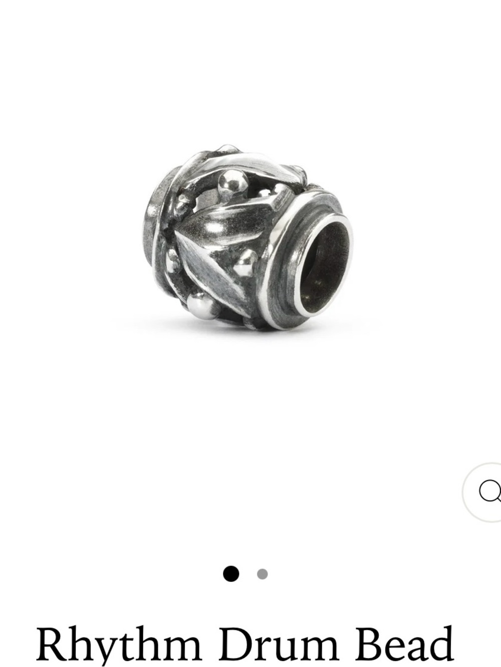 Trollbeads Silver Rhythm Drum Bead Music Spacer Charm Bracelet or Pendant Bead